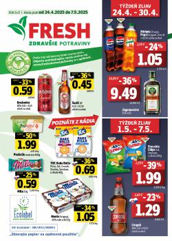 FRESH leták, Stredné a západné Slovensko, od 24.04 do 07.05.2025
